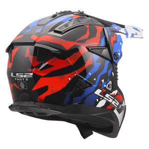 Helmet Gate II Electra Motocross Motorcycle Helmet - Gloss White/Blue/Red