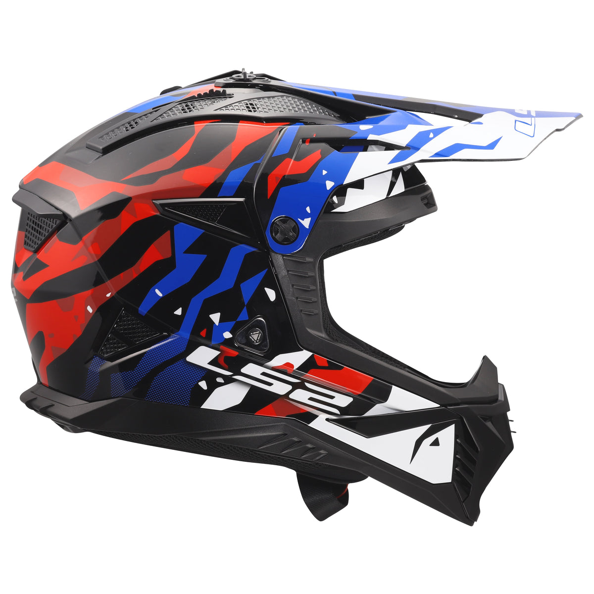Helmet Gate II Electra Motocross Motorcycle Helmet - Gloss White/Blue/Red Product View