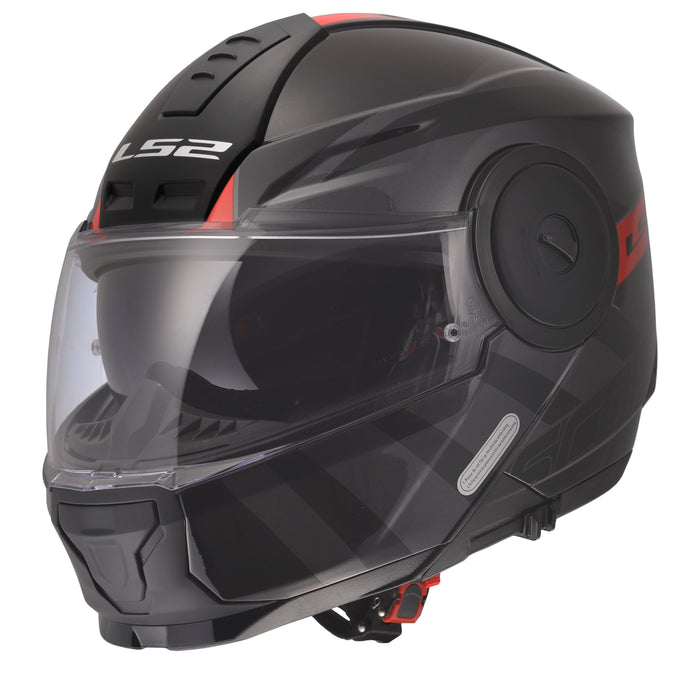Horizon II HAMR Modular Motorcycle Helmet with SunShield - Gloss Black/Titanium/Red Product View