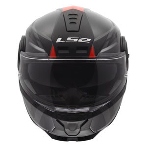 Horizon II HAMR Modular Motorcycle Helmet with SunShield - Gloss Black/Titanium/Red
