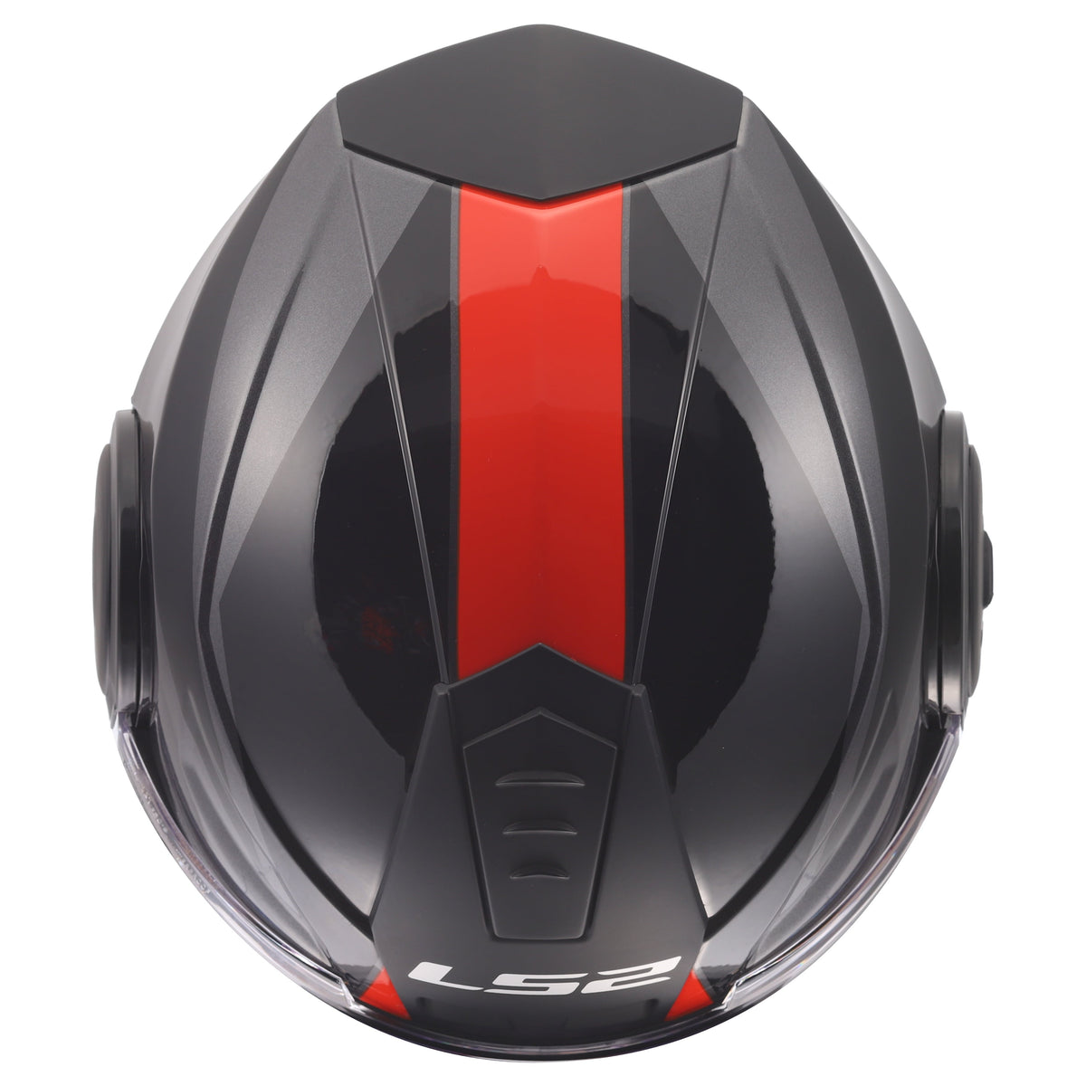 Horizon II HAMR Modular Motorcycle Helmet with SunShield - Gloss Black/Titanium/Red Product View