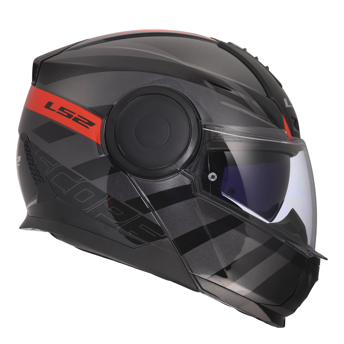 Horizon II HAMR Modular Motorcycle Helmet with SunShield - Gloss Black/Titanium/Red Product View