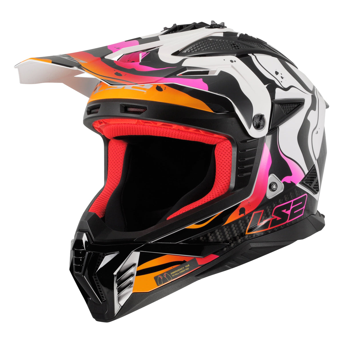 LS2 Gate II Wash Full Face Motocross Helmet - Gloss White/Orange/Purple | MX Helmet with KPA Shell