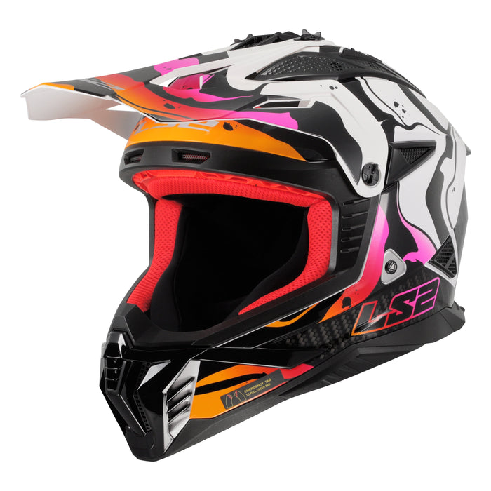 Premium Full-Face MX Helmet with Advanced Safety & Ventilation - Gloss White/Orange/Purple Product View
