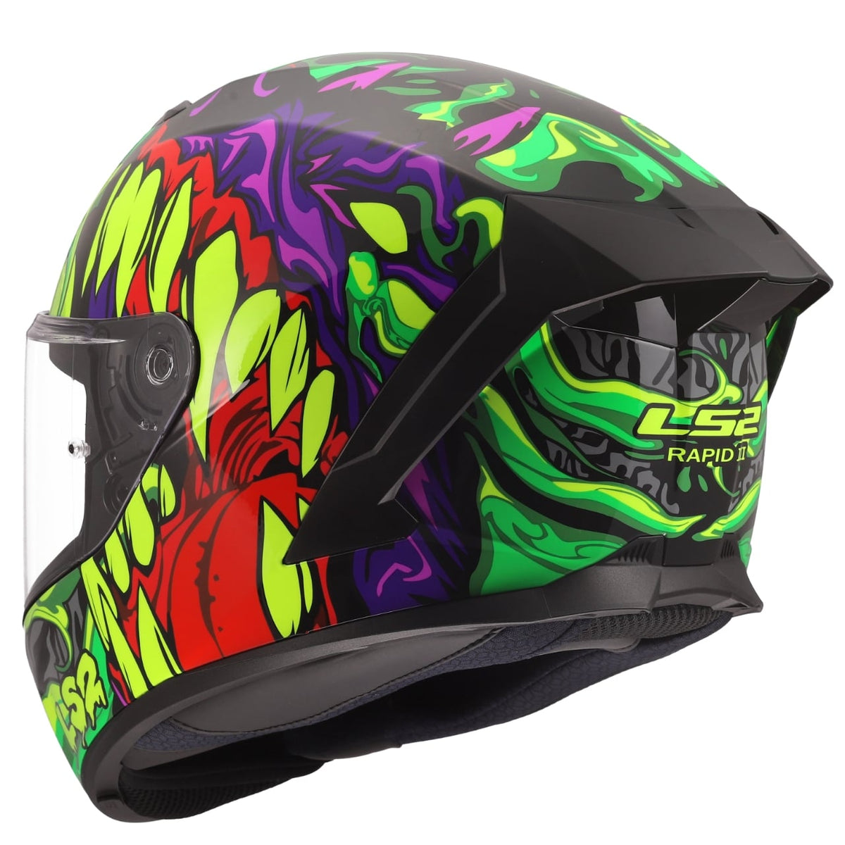 Rapid III Lycant Full Face Helmet - Gloss Black/Green/Purple Product View