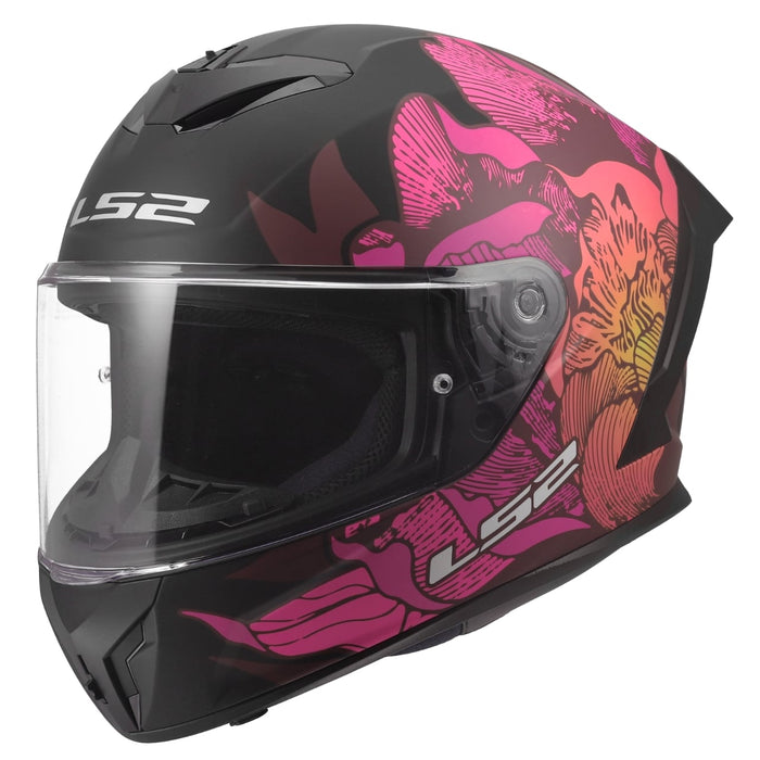 Rapid III Poppies Full-Face Helmet - Matte Black/Pink Product View