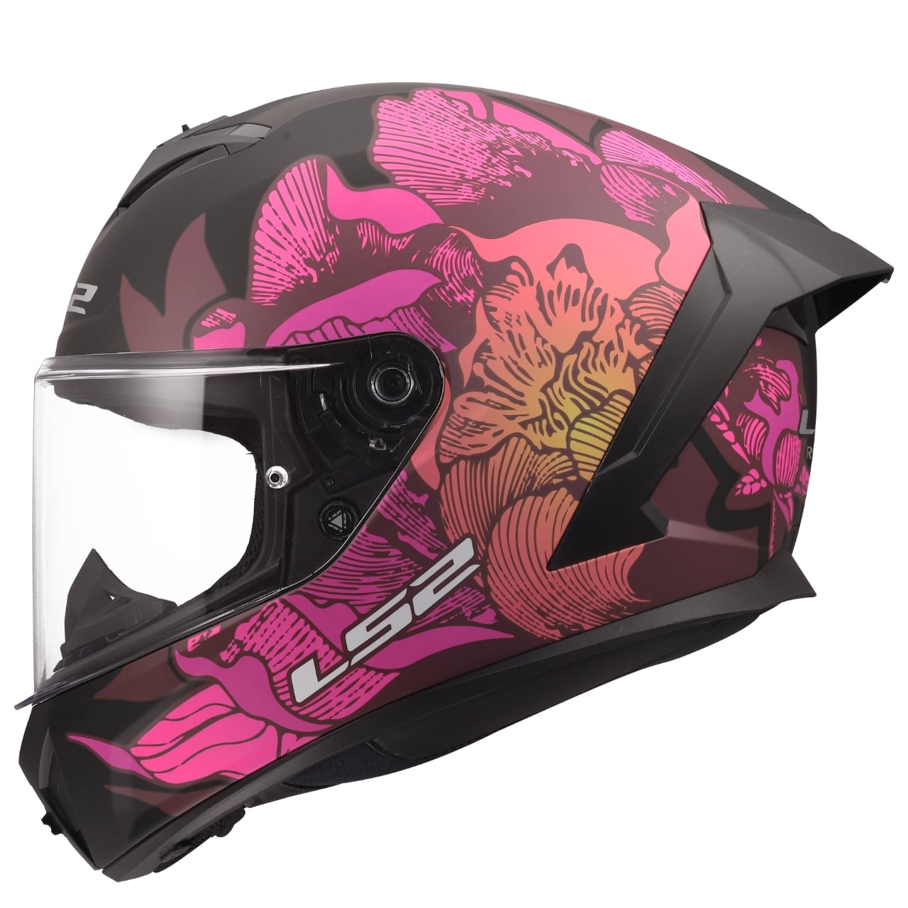 Rapid III Poppies Full-Face Helmet - Matte Black/Pink Product View