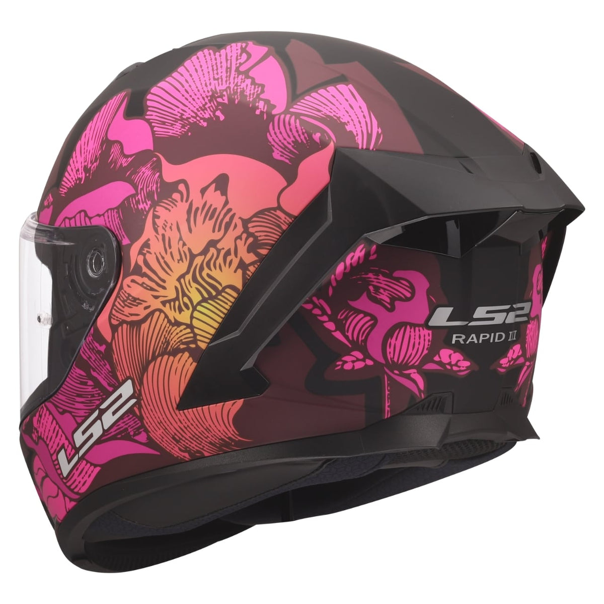 Rapid III Poppies Full-Face Helmet - Matte Black/Pink Product View