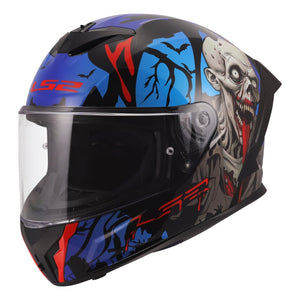 Rapid III Zombie Full Face Motorcycle Helmet - Gloss Black/Blue/Red