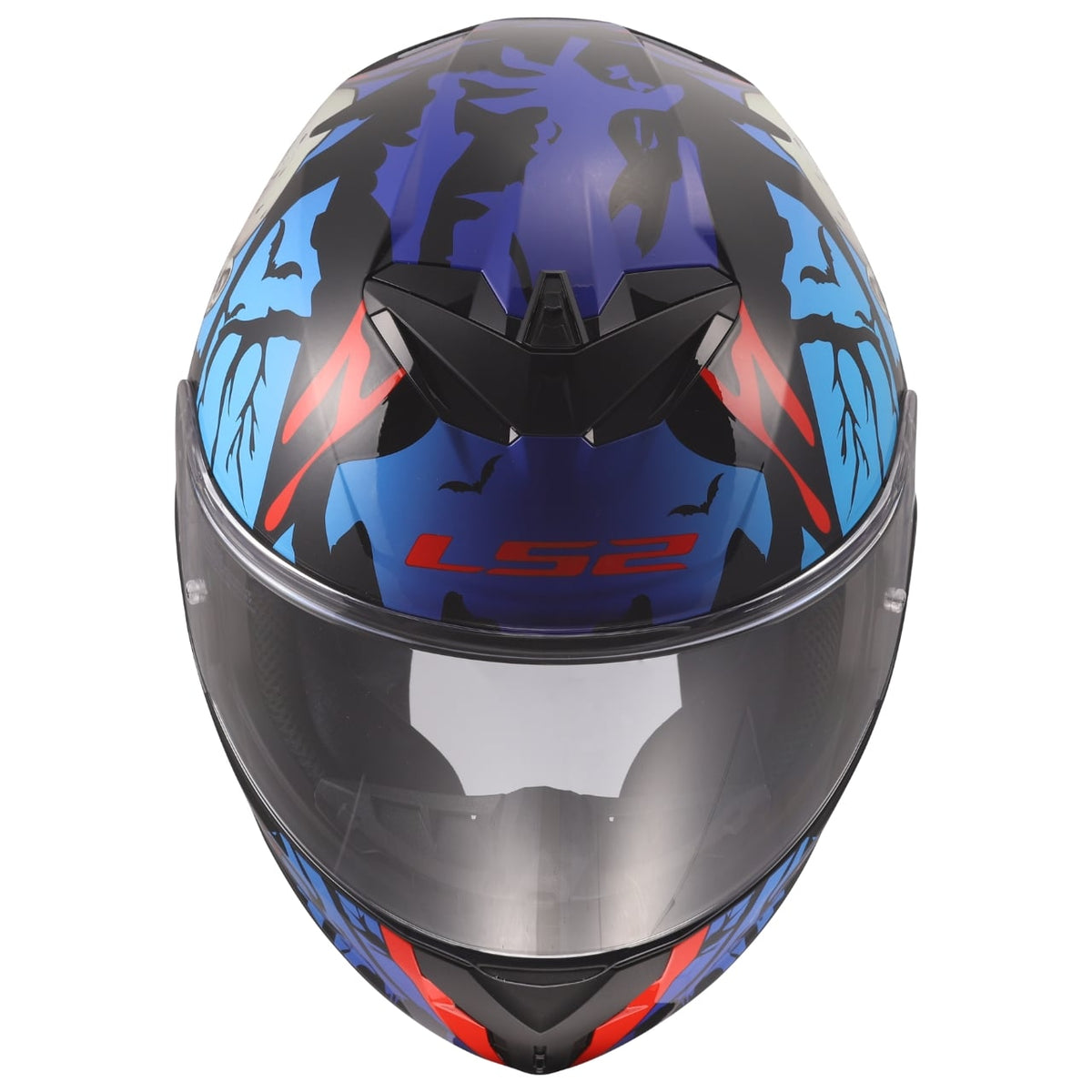 Rapid III Zombie Full Face Motorcycle Helmet - Gloss Black/Blue/Red Product View