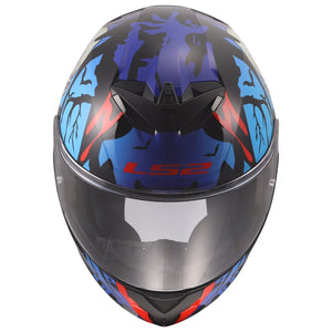 Rapid III Zombie Full Face Motorcycle Helmet - Gloss Black/Blue/Red