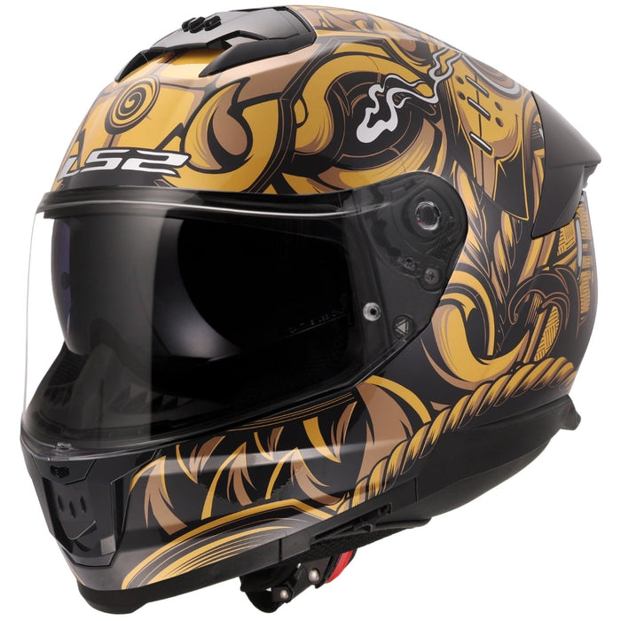 Stream II Samurai Full Face Motorcycle Helmet with SunShield - Gloss Black/Gold Product View