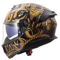Stream II Samurai Full Face Motorcycle Helmet with SunShield - Gloss Black/Gold Product View