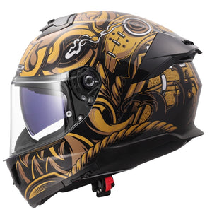 Stream II Samurai Full Face Motorcycle Helmet with SunShield - Gloss Black/Gold