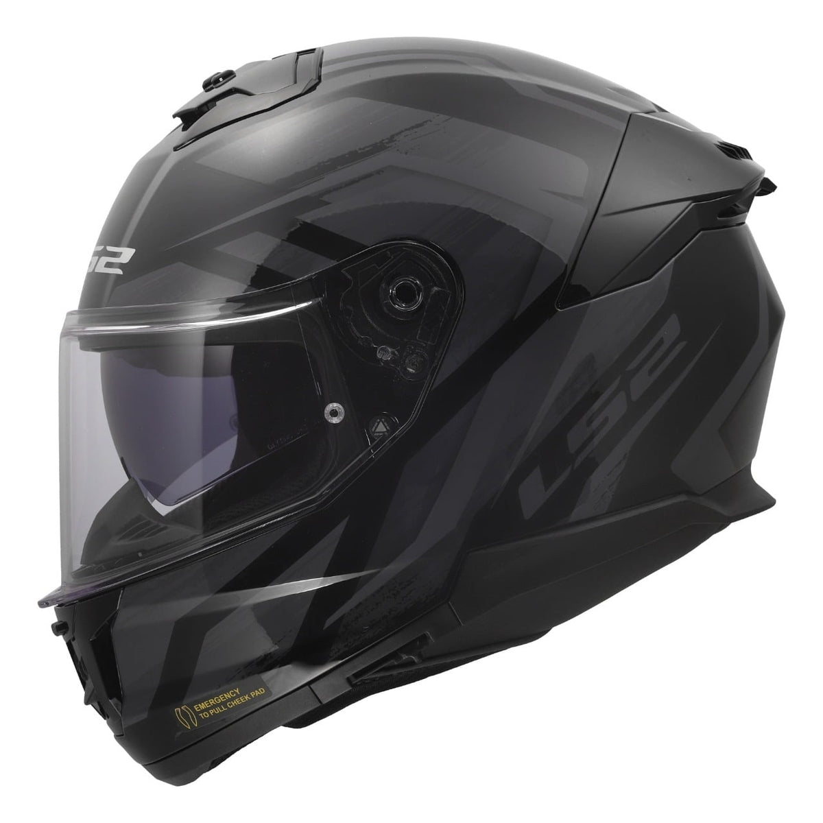 Helmet Stream II Fury Full Face Motorcycle Helmet with SunShield - Gloss Black/Gray Product View