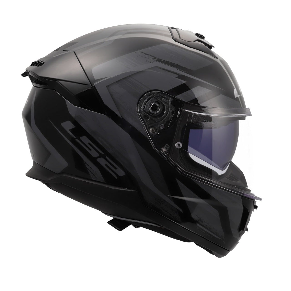 Helmet Stream II Fury Full Face Motorcycle Helmet with SunShield - Gloss Black/Gray Product View