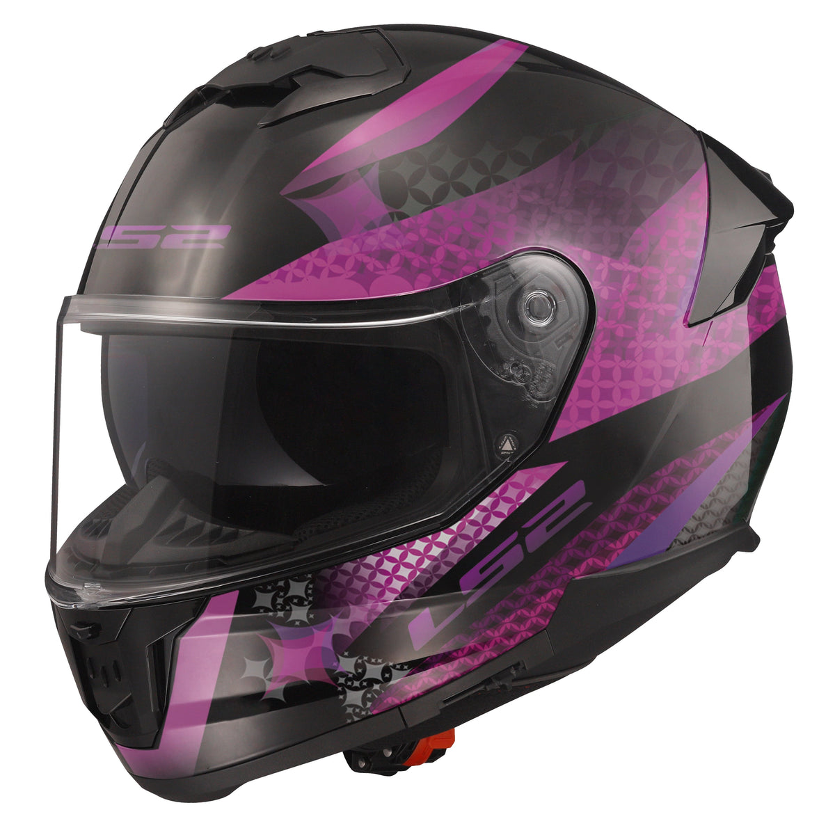 LS2 Stream II Lux Full Face Motorcycle Helmet with SunShield - Matte Black/Pink