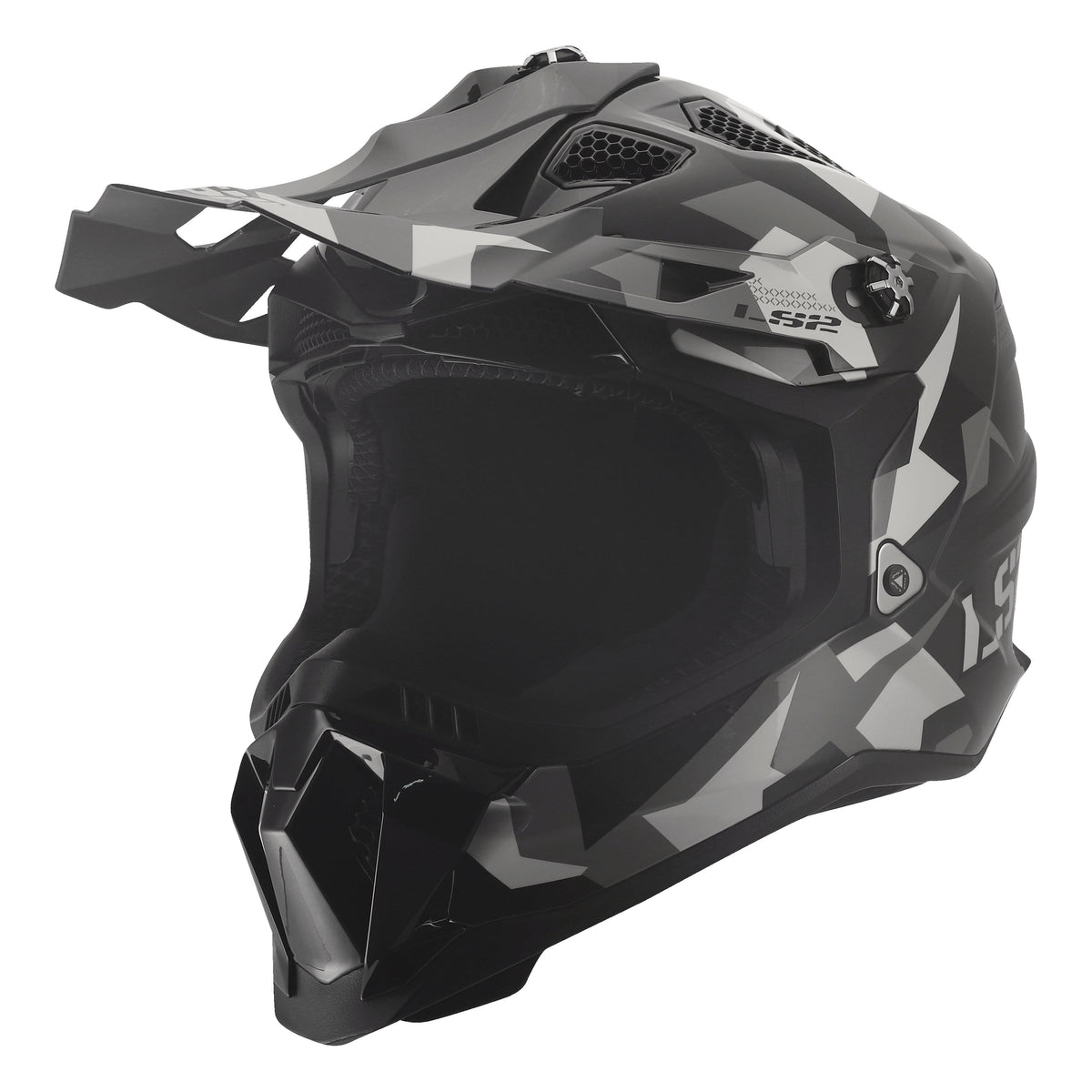 LS2 Subverter Evo Vector Full Face Motocross Motorcycle Helmet – Gloss Black/Gray/White