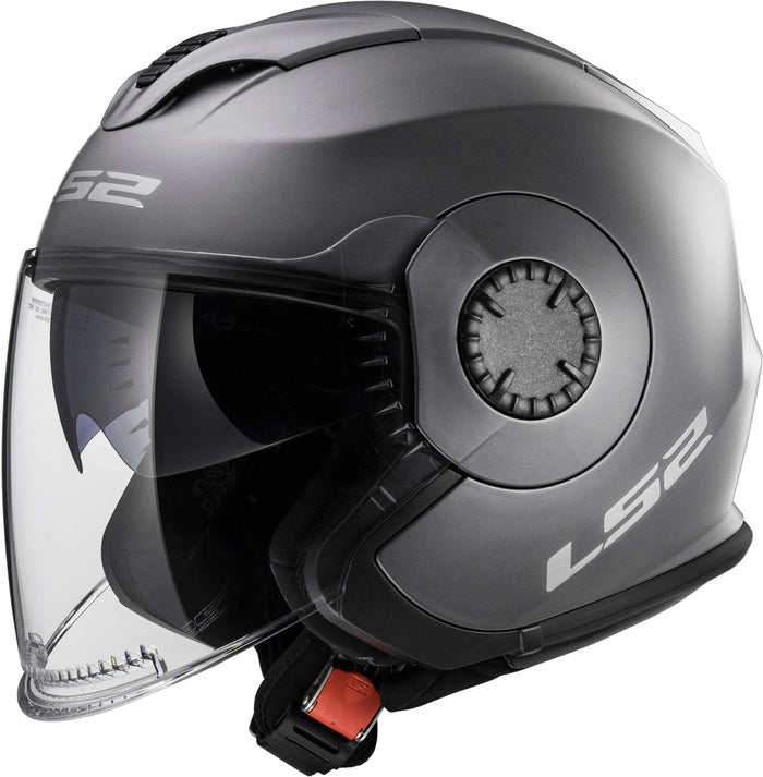 Verso Solid Open Face Helmet with SunShield - Matte Titanium Gray Product View