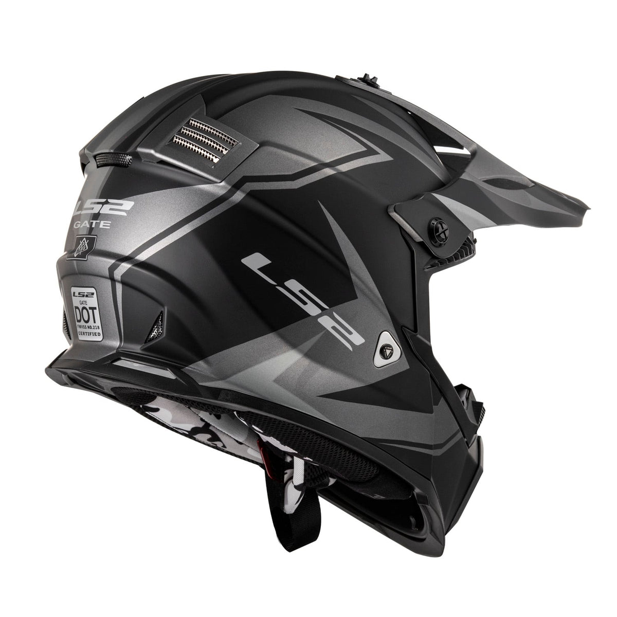 Gate TwoFace Full Face MX Helmet - Matte Gray/Black Product View