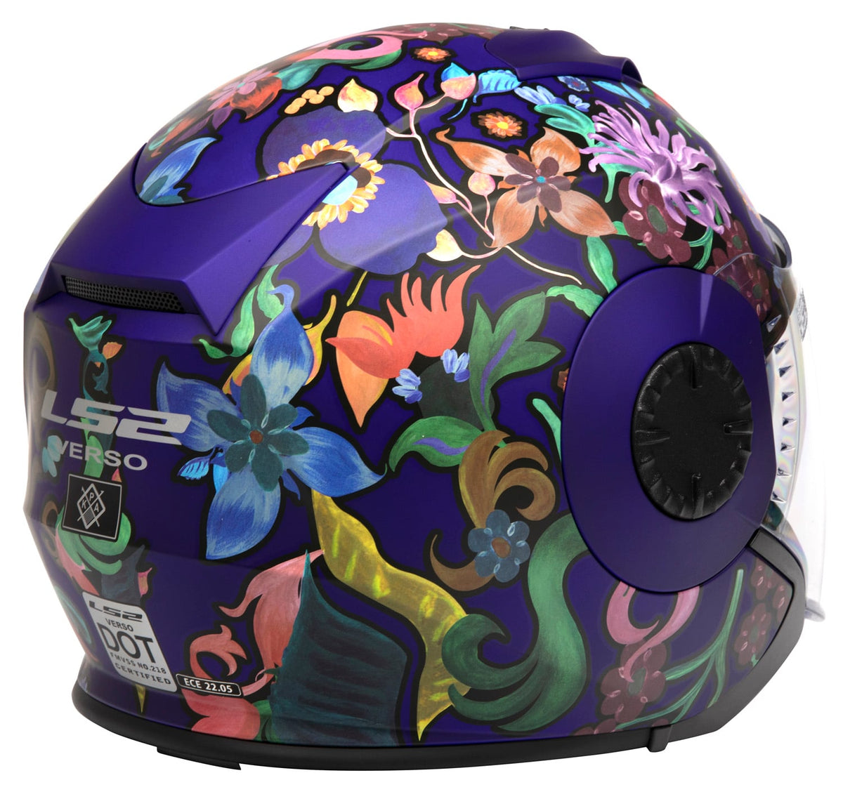 Helmet Verso Flor Brasil Open Face Motorcycle Helmet with SunShield - Matte Navy Product View