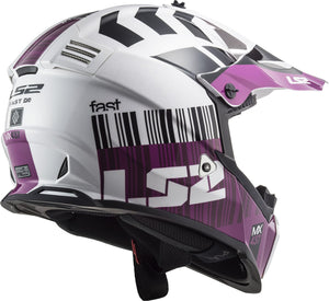 Helmet Gate Xcode Full Face MX Motorcycle Helmet - Gloss White/Violet