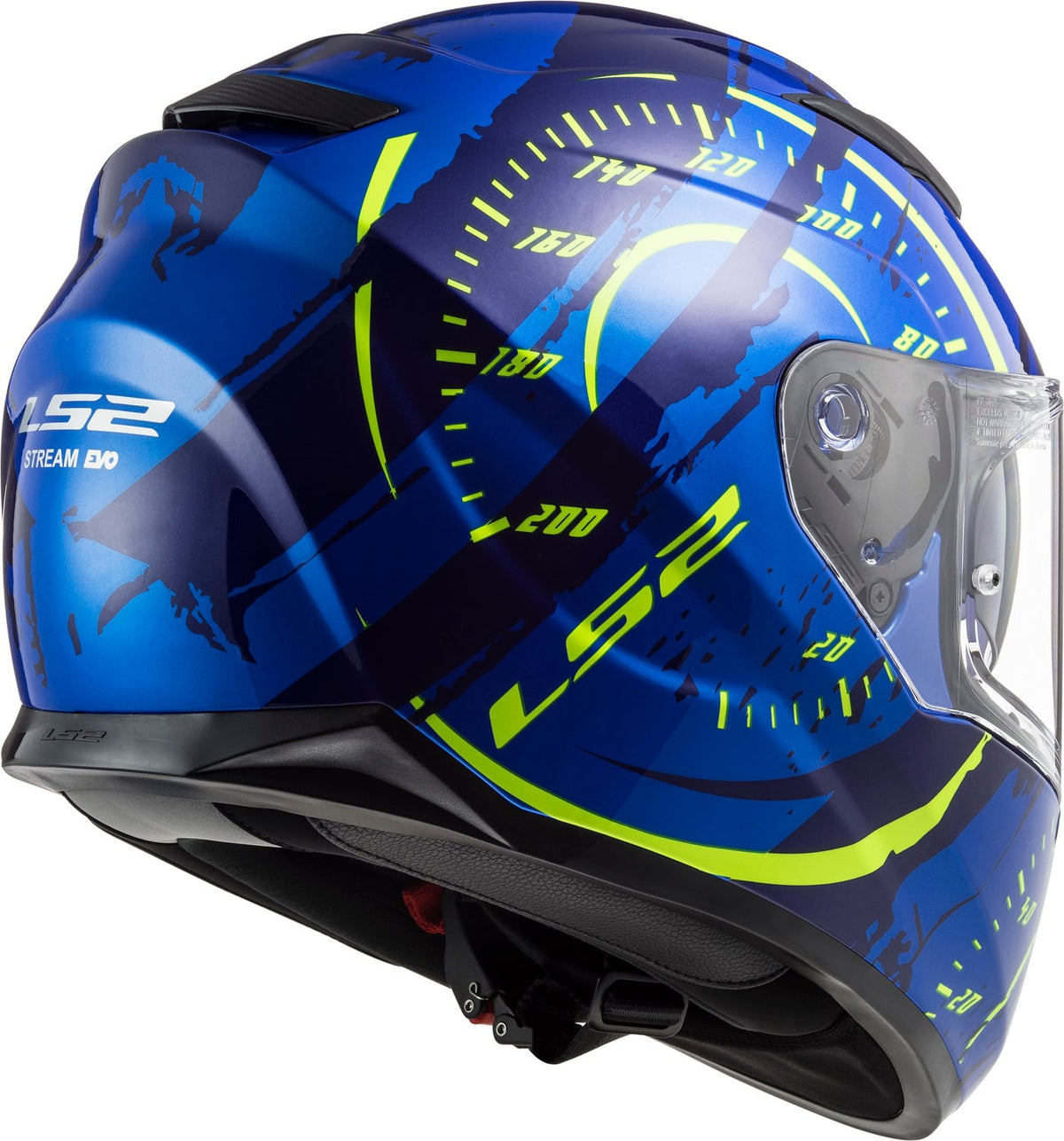 Stream Tacho Full Face Helmet with SunShield – Blue Hi-Vis Yellow, Gloss Finish Product View