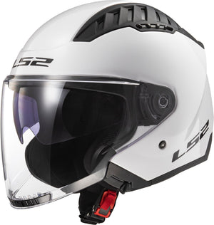 Copter Solid Open Face Motorcycle Helmet with SunShield - Gloss White