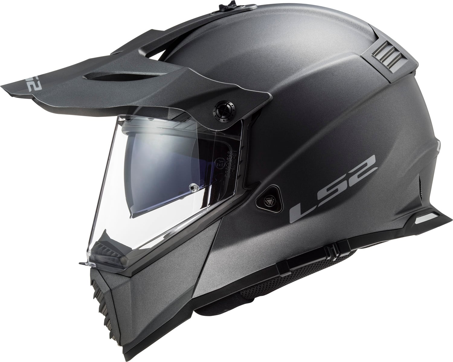Blaze Solid Adventure Motorcycle Helmet with SunShield - Matte Titanium Product View