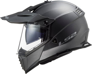 Blaze Solid Adventure Motorcycle Helmet with SunShield - Matte Titanium