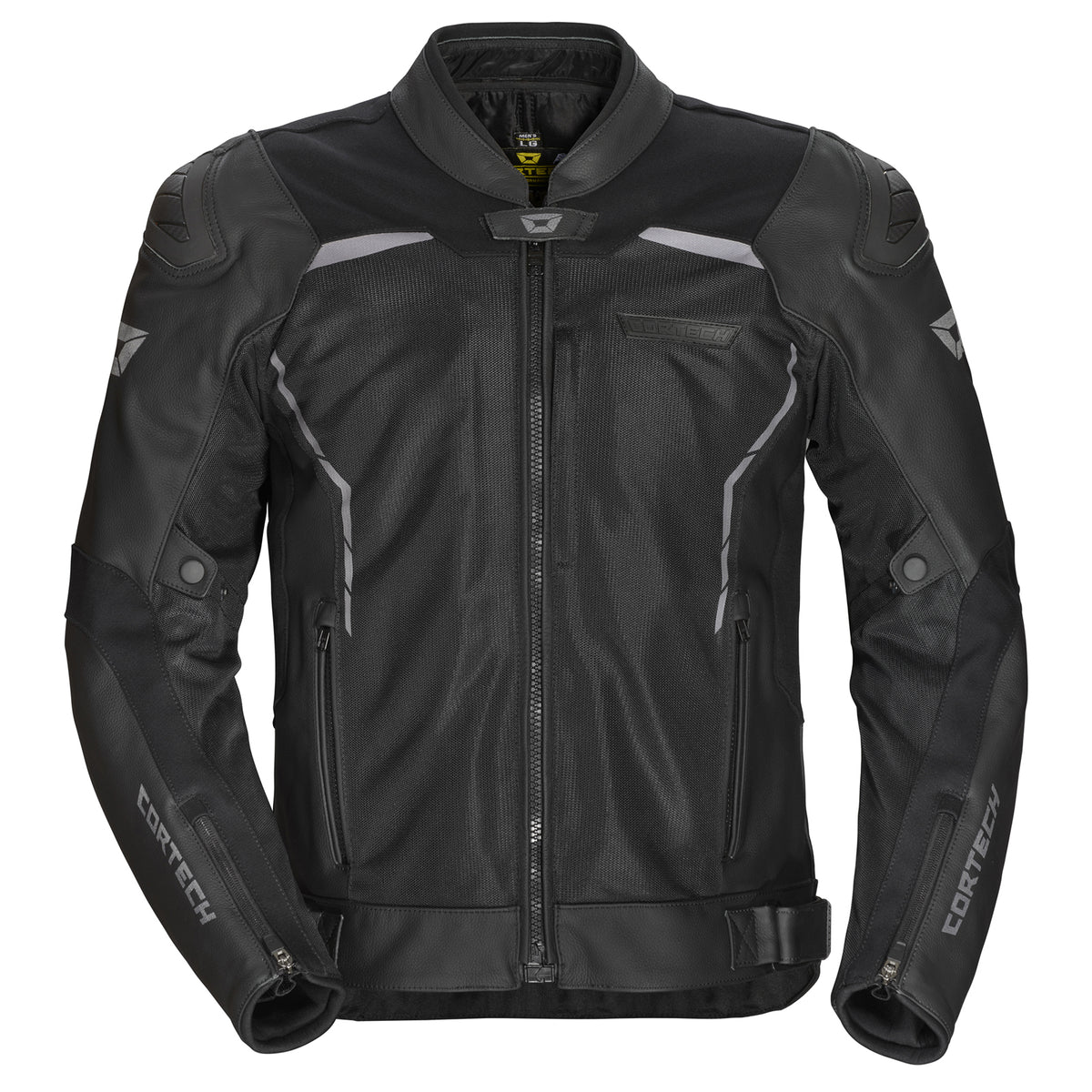 Cortech Vader Motorcycle Jacket – Black Camo Leather & Mesh Armored Riding Jacket
