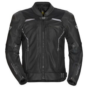 Cortech Vader Motorcycle Jacket – Black Camo Leather & Mesh Armored Riding Jacket