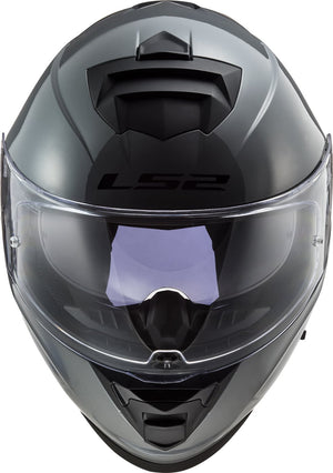 Helmet Assault Solid Full Face Motorcycle Helmet with SunShield - Gloss Battleship Gray