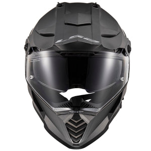 Blaze Solid Adventure Motorcycle Helmet with SunShield - Matte Titanium