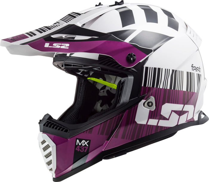 Helmet Gate Xcode Full Face MX Motorcycle Helmet - Gloss White/Violet Product View