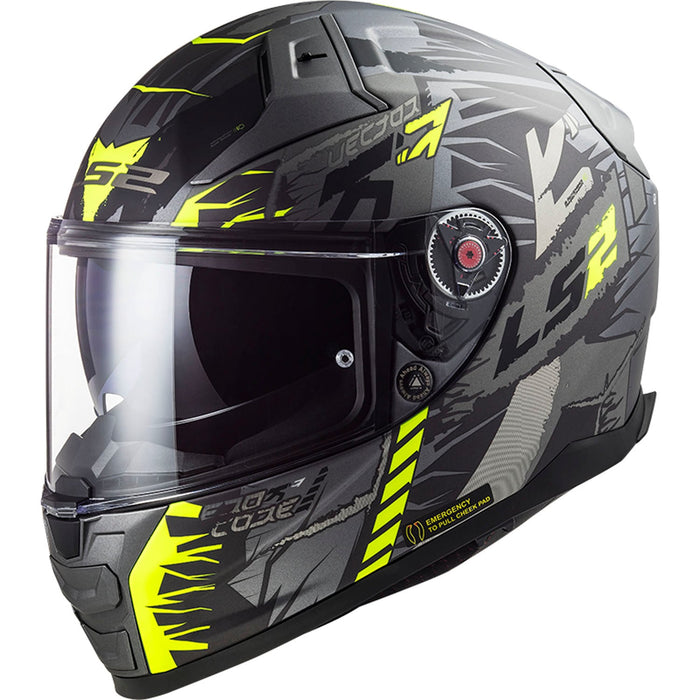 Citation II Techbot Full Face Helmet with SunShield - Matte Titanium Hi-Vis Yellow Product View