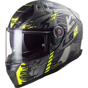 Citation II Techbot Full Face Helmet with SunShield - Matte Titanium Hi-Vis Yellow