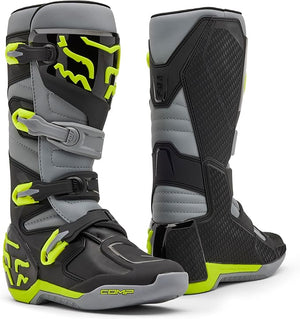 Fox Racing Comp Motocross Boots – Adult Dirt Bike Boots with Shin Plate & Four-Buckle Closure