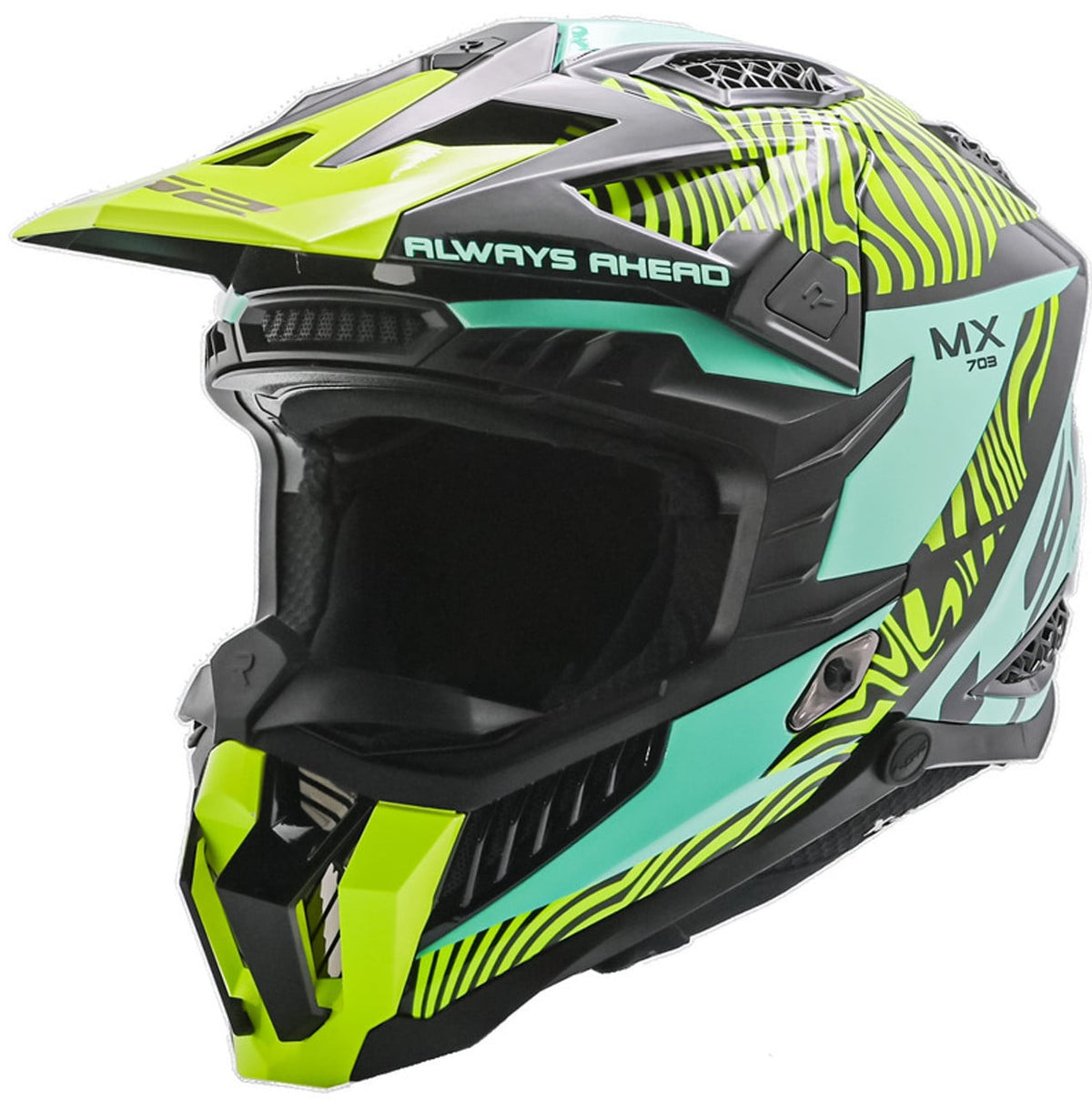 LS2 X Force Fan Full Face MX Motorcycle Helmet - Gloss Black / Blue / Yellow
