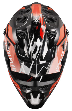 Helmet Subverter Evo Arched Full Face MX Motorcycle Helmet - Black/Yellow/Orange