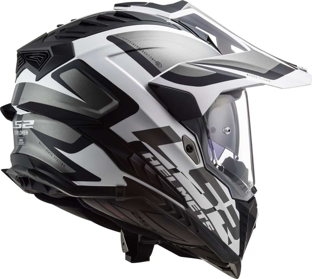 Helmet Explorer XT Alter Adventure Motorcycle Helmet with SunShield - Black/White Matte Product View