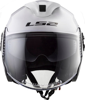 Helmet Verso Solid Open Face Motorcycle Helmet with SunShield - Gloss White