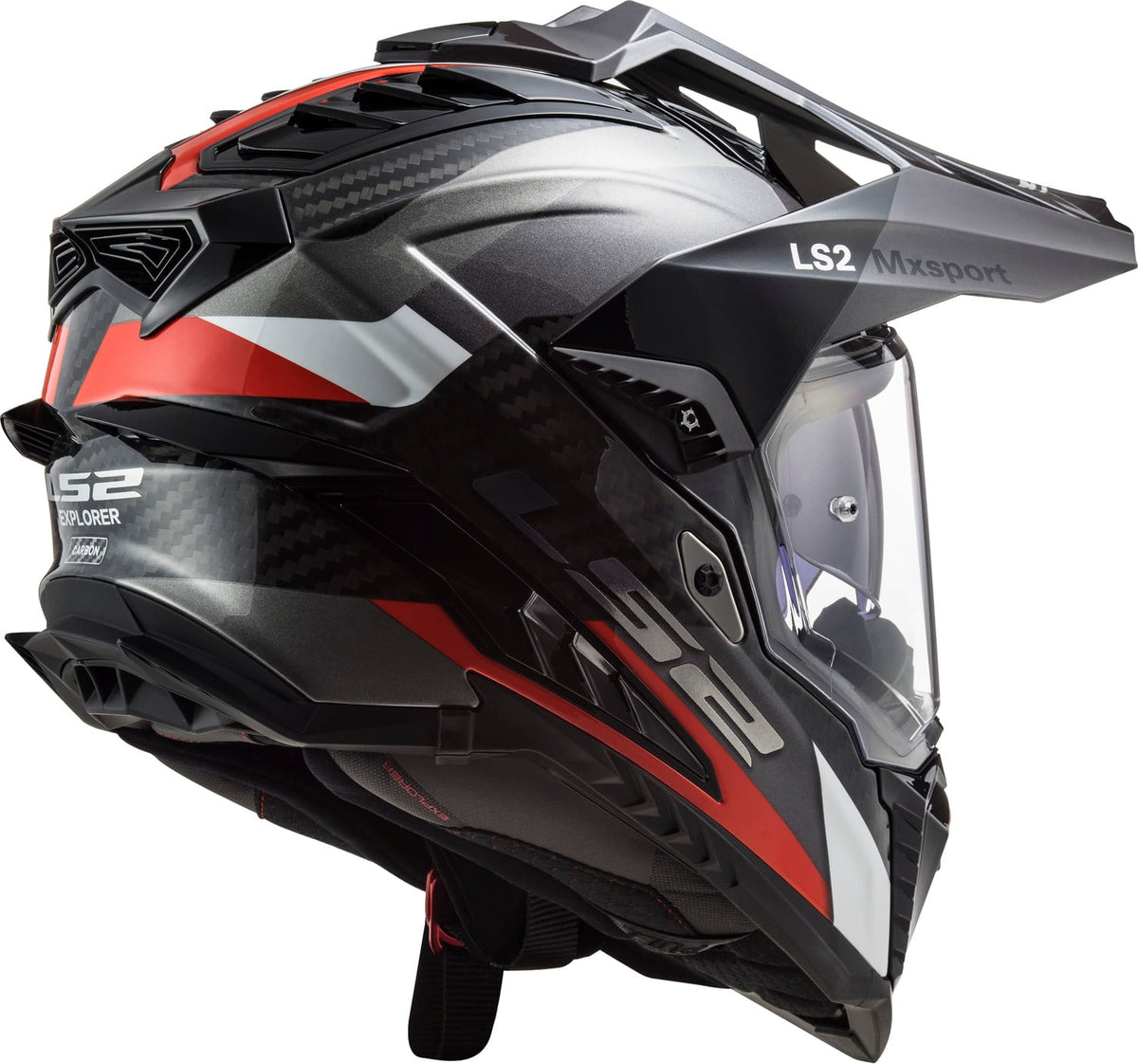 Explorer C Frontier Adventure Helmet with SunShield - Matte Titanium Red / Matte Gray Product View