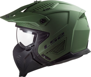 Drifter Solid Open Face Helmet with SunShield - Matte Military Green