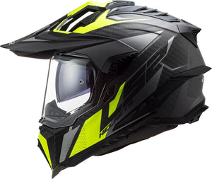 Helmet Explorer C Focus Adventure Motorcycle Helmet with SunShield - Matte Titanium Hi-Viz Yellow