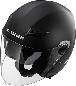 Track Solid Open Face Helmet with SunShield - Matte Black