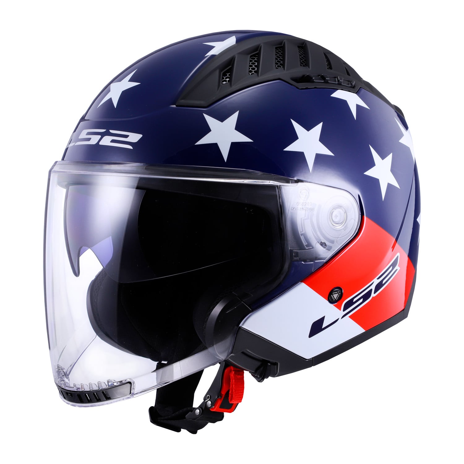 Copter American Open Face Helmet with SunShield - Gloss Red/White/Blue Product View