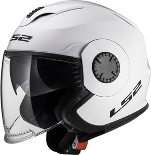 Helmet Verso Solid Open Face Motorcycle Helmet with SunShield - Gloss White
