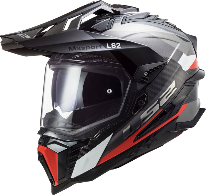 Explorer C Frontier Adventure Helmet with SunShield - Matte Titanium Red / Matte Gray Product View