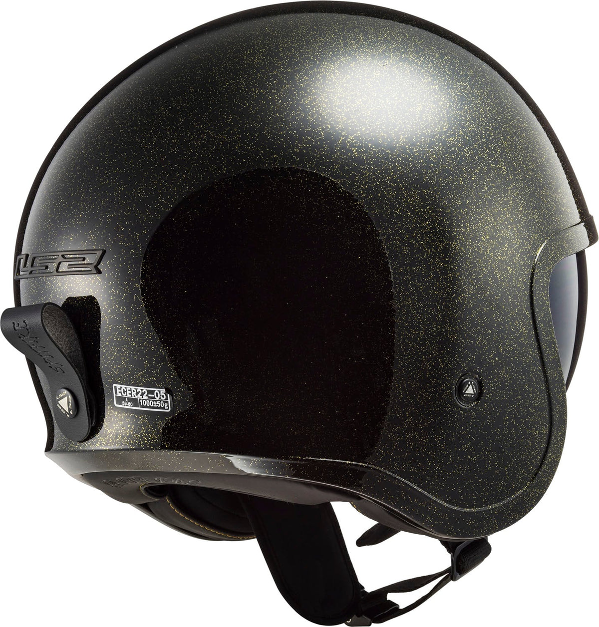Spitfire Disco Open Face Helmet with SunShield - Gold Black Gloss Yellow/Black Product View